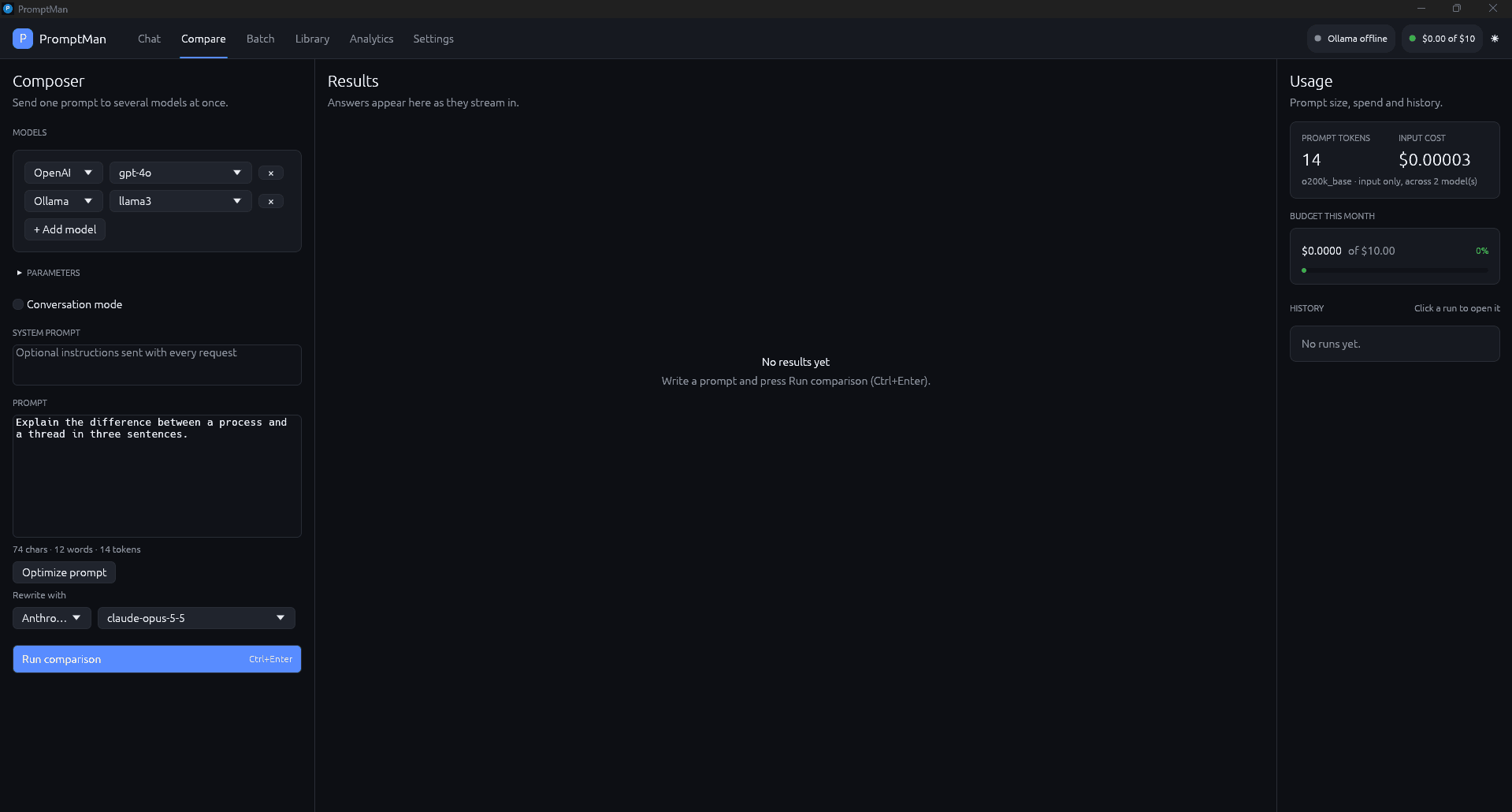 PromptMan: Native Desktop LLM Workbench